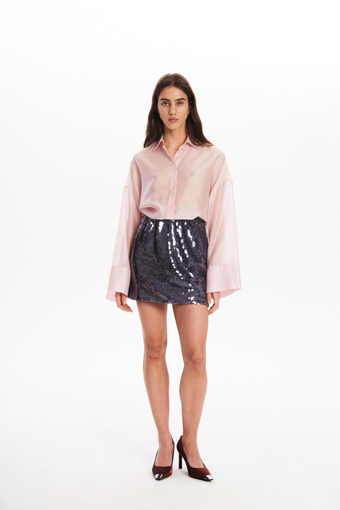 Seven Lab - Блуза из вуали с широким рукавом в розовом цвете