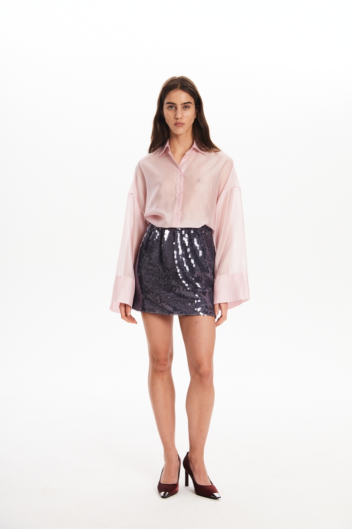 Seven Lab - Блуза из вуали с широким рукавом в розовом цвете