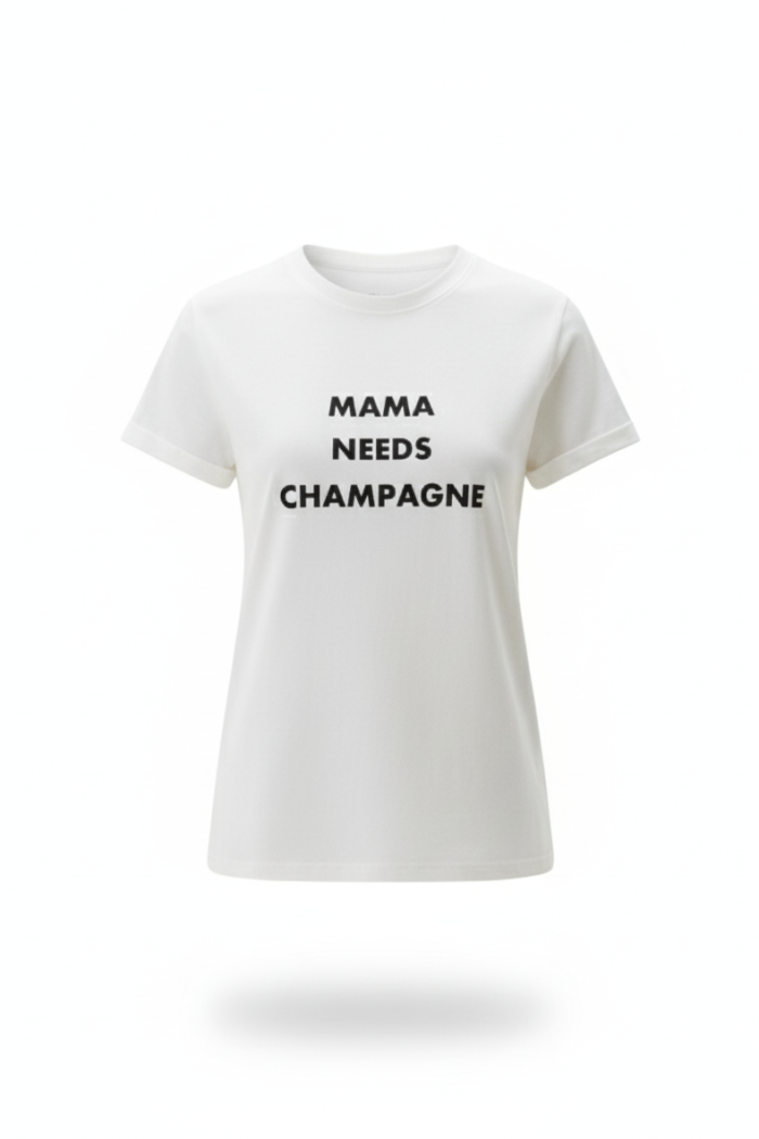 Seven Lab - Футболка в белом цвете с черной надписью «Mama needs champagne»