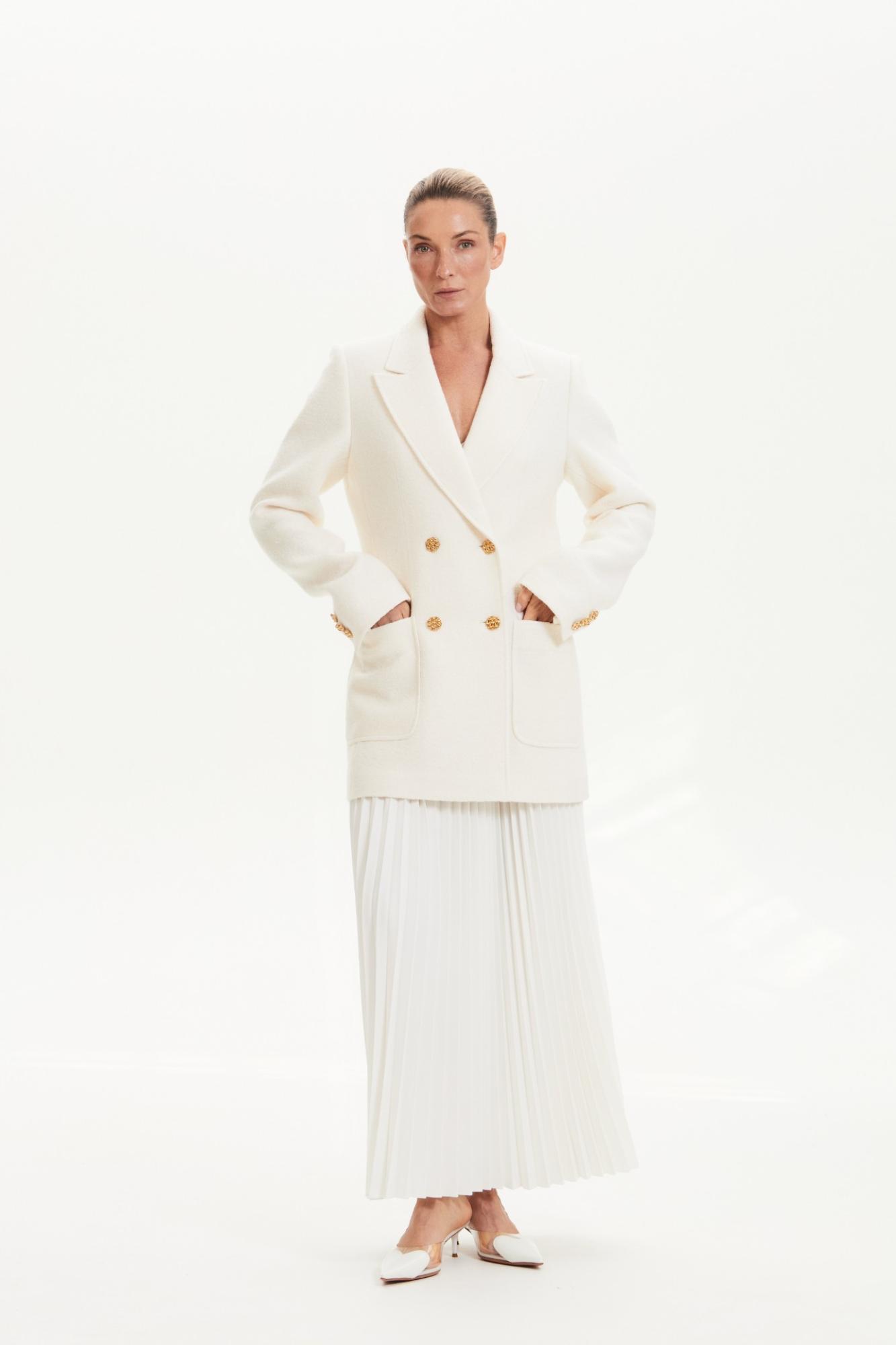 Seven Lab - Жакет из вареной шерсти в молочном цвете