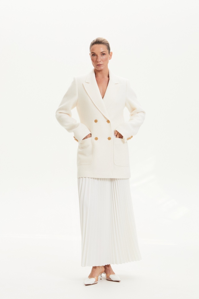 Seven Lab - Жакет из вареной шерсти в молочном цвете