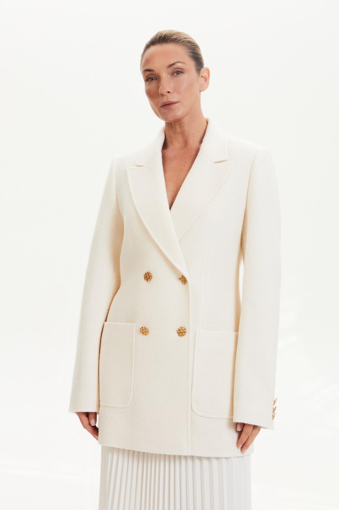 Seven Lab - Жакет из вареной шерсти в молочном цвете