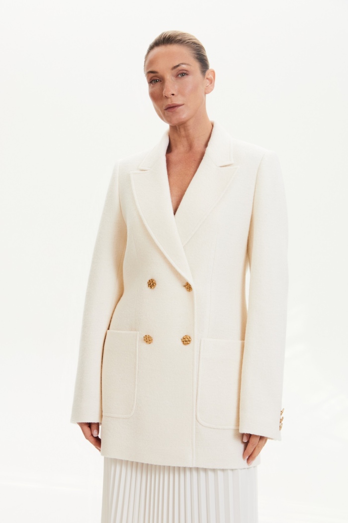 Seven Lab - Жакет из вареной шерсти в молочном цвете