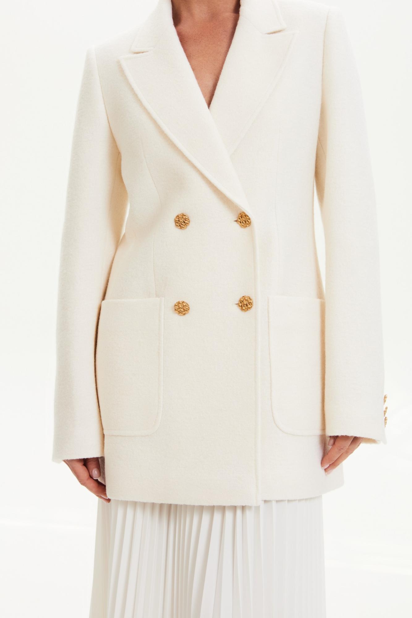 Seven Lab - Жакет из вареной шерсти в молочном цвете