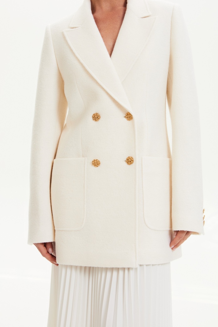 Seven Lab - Жакет из вареной шерсти в молочном цвете