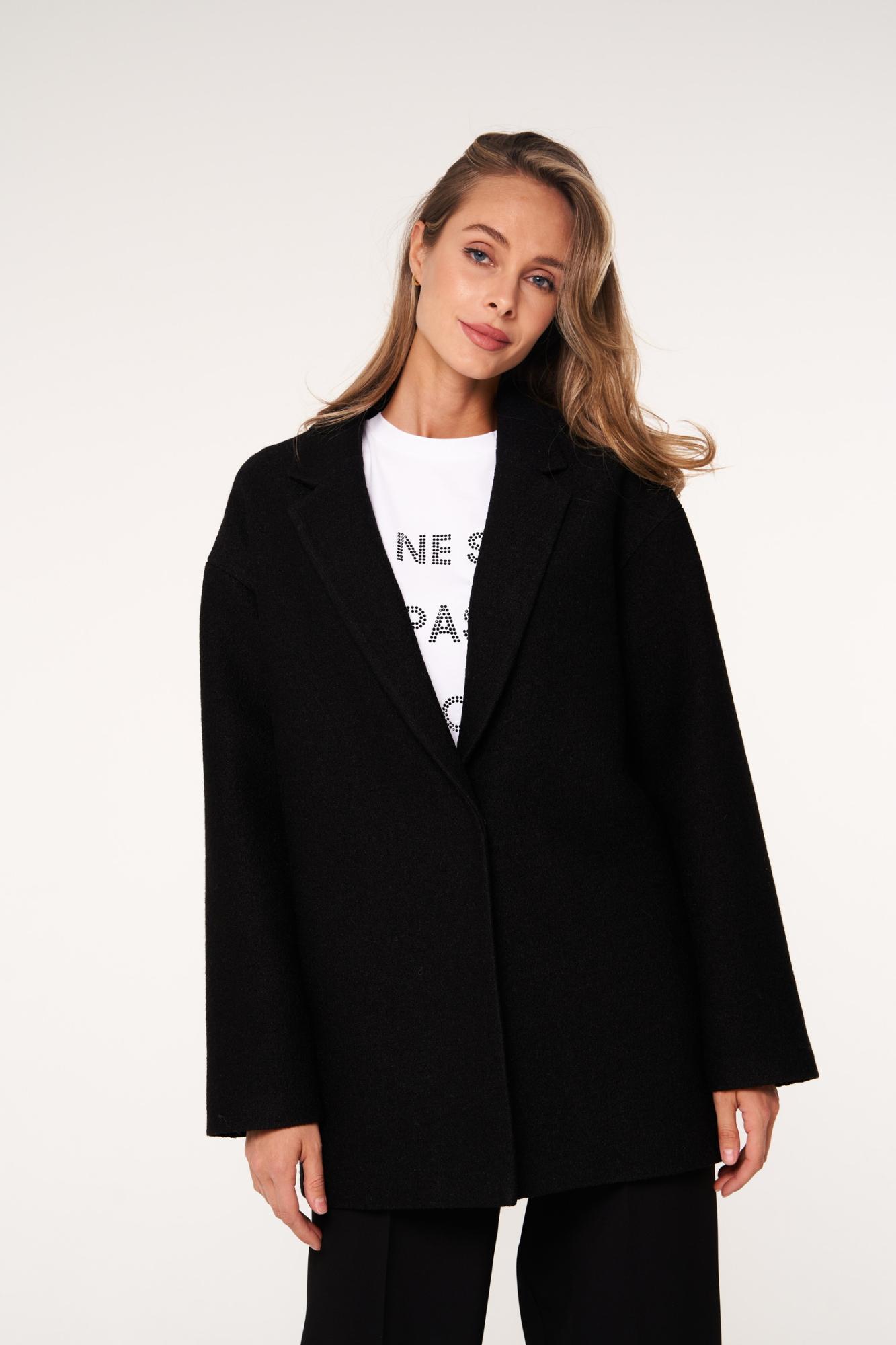SEVEN LAB - Жакет oversize из вареной шерсти в черном цвете