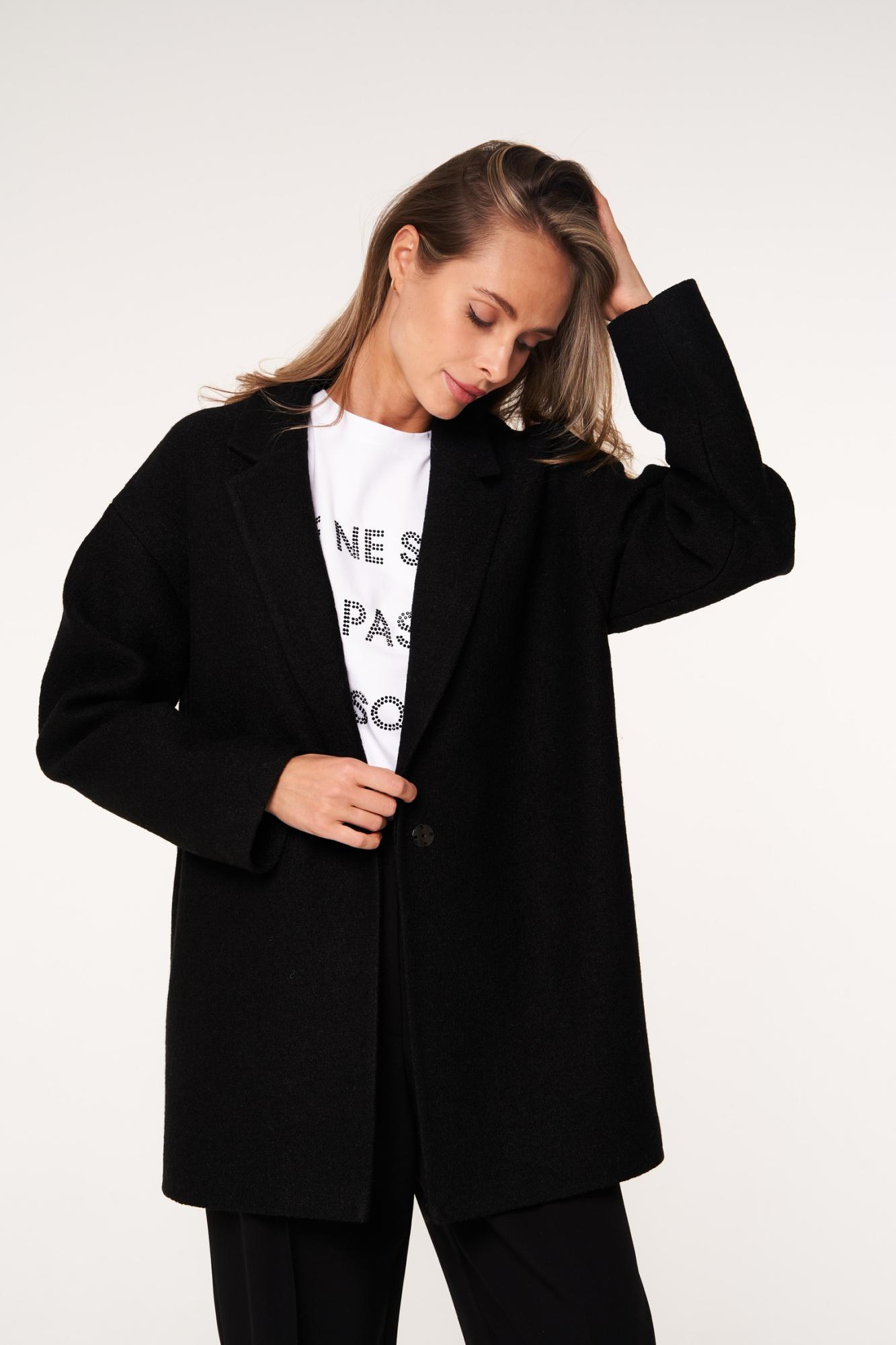 SEVEN LAB - Жакет oversize из вареной шерсти в черном цвете