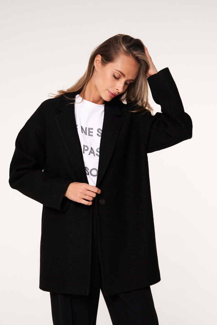 SEVEN LAB - Жакет oversize из вареной шерсти в черном цвете