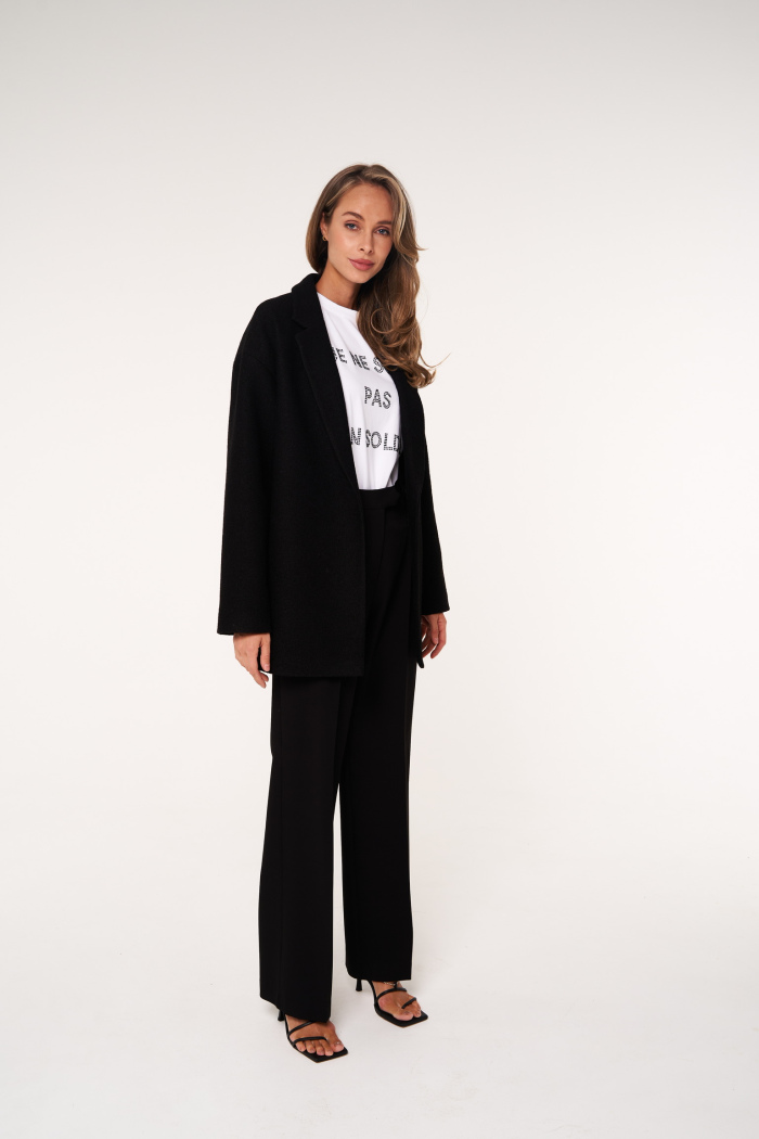 SEVEN LAB - Жакет oversize из вареной шерсти в черном цвете