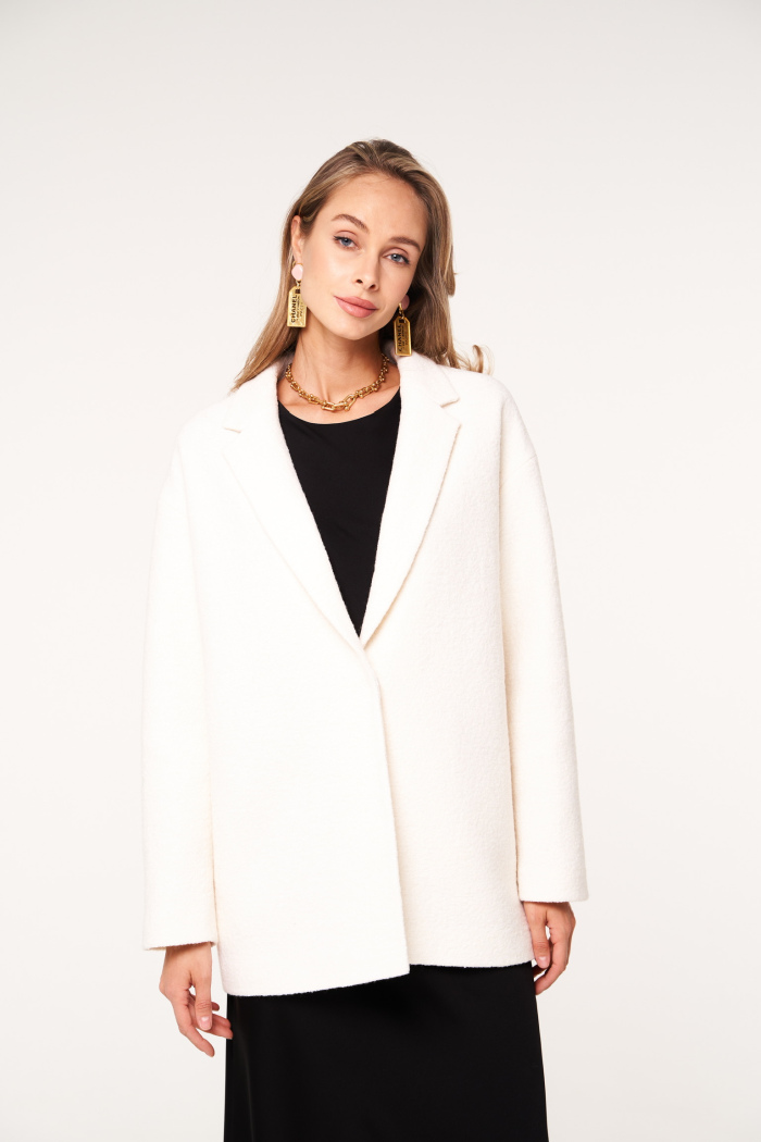 SEVEN LAB - Жакет oversize из вареной шерсти в молочном цвете