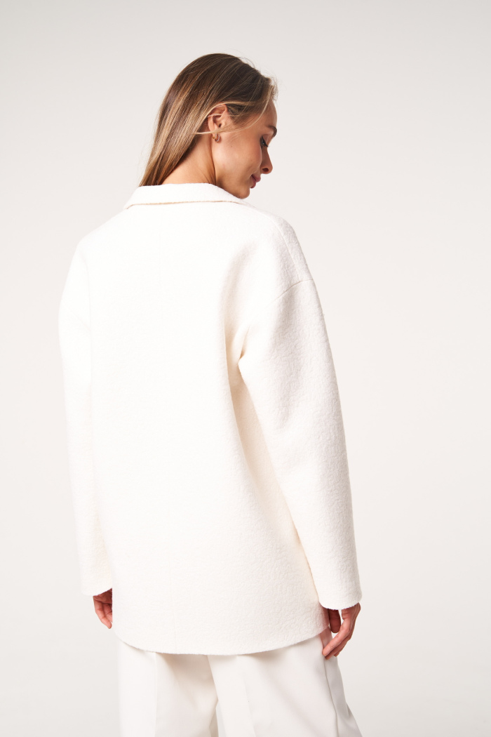 SEVEN LAB - Жакет с пайетками oversize из вареной шерсти в молочном цвете