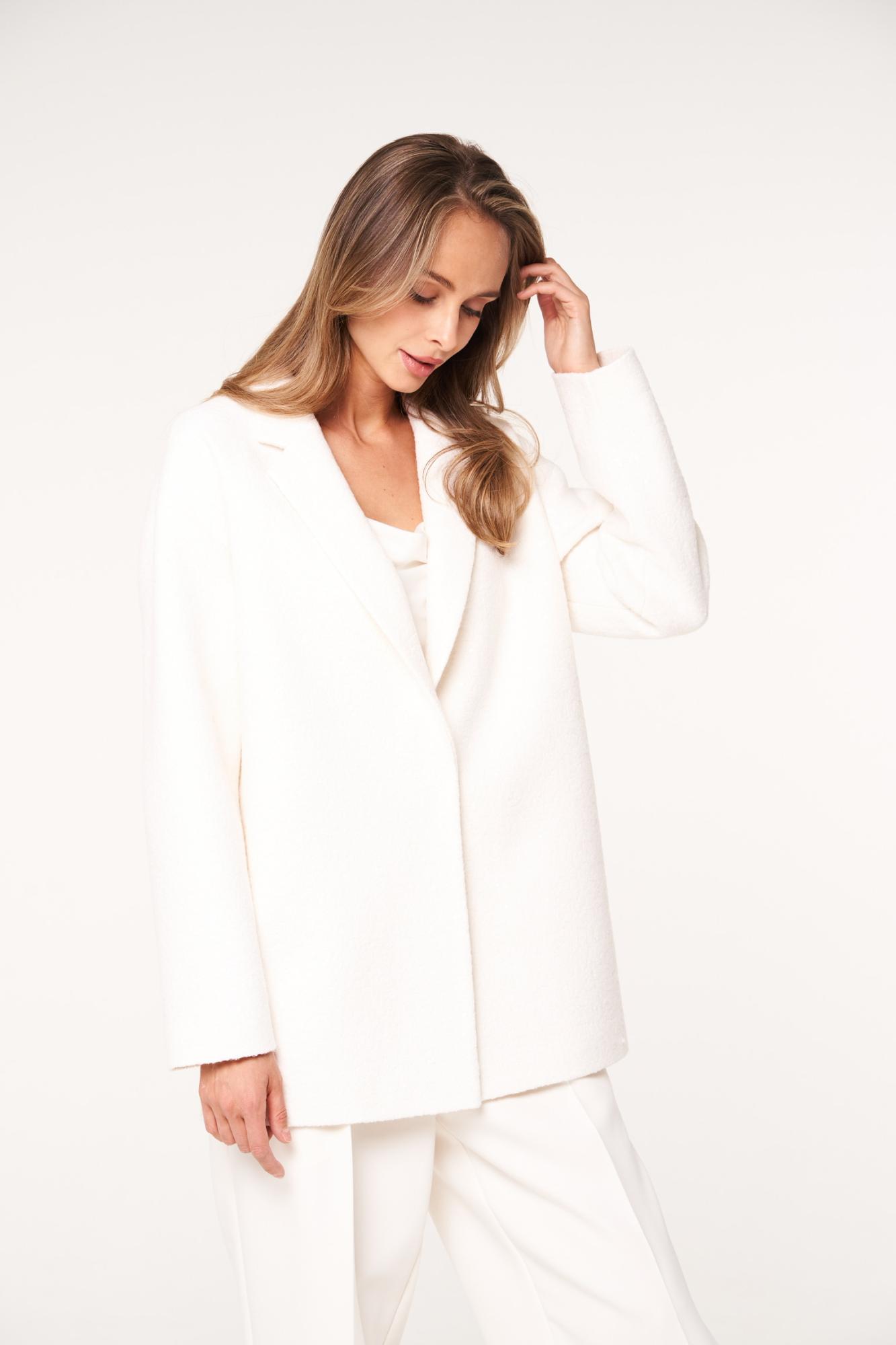 SEVEN LAB - Жакет с пайетками oversize из вареной шерсти в молочном цвете