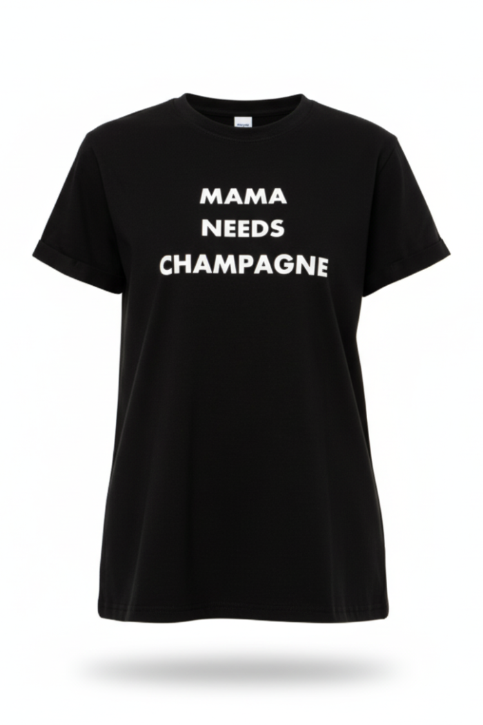 Seven Lab - Футболка в черном цвете с надписью «Mama needs champagne»