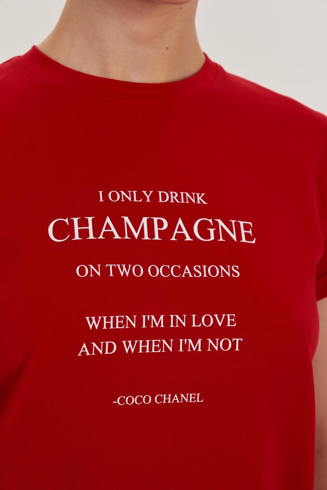 SEVEN LAB - Футболка в красном цвете с надписью «I only drink champagne»
