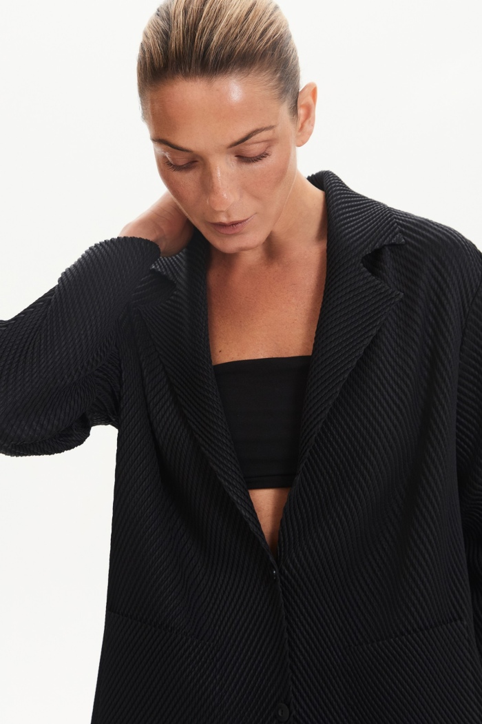 Seven Lab - Блейзер в рубчик в черном цвете