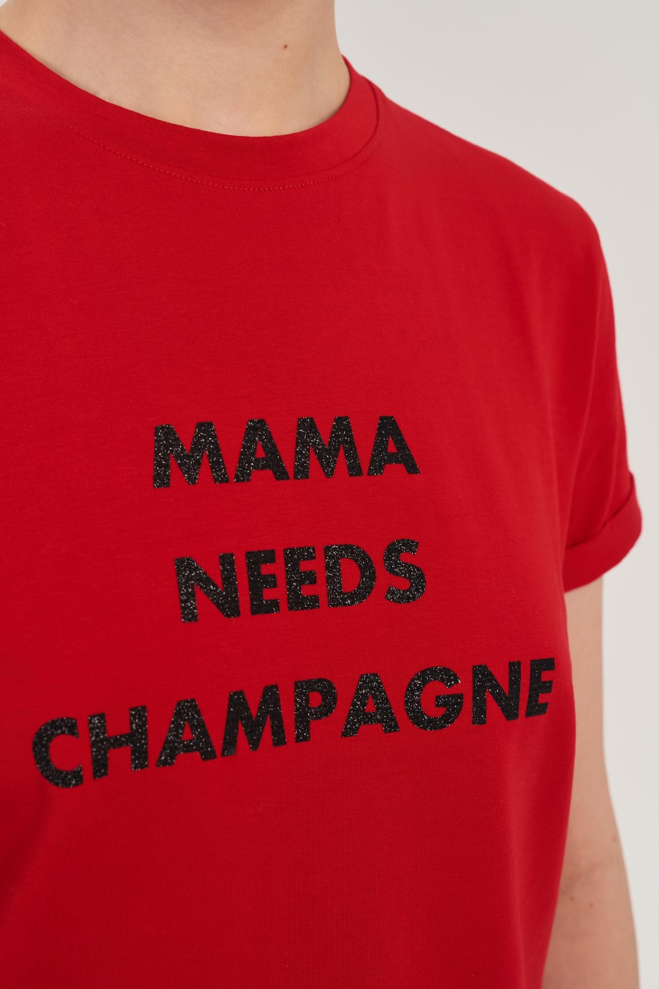SEVEN LAB - Футболка в красном цвете с надписью «Mama needs champagne»