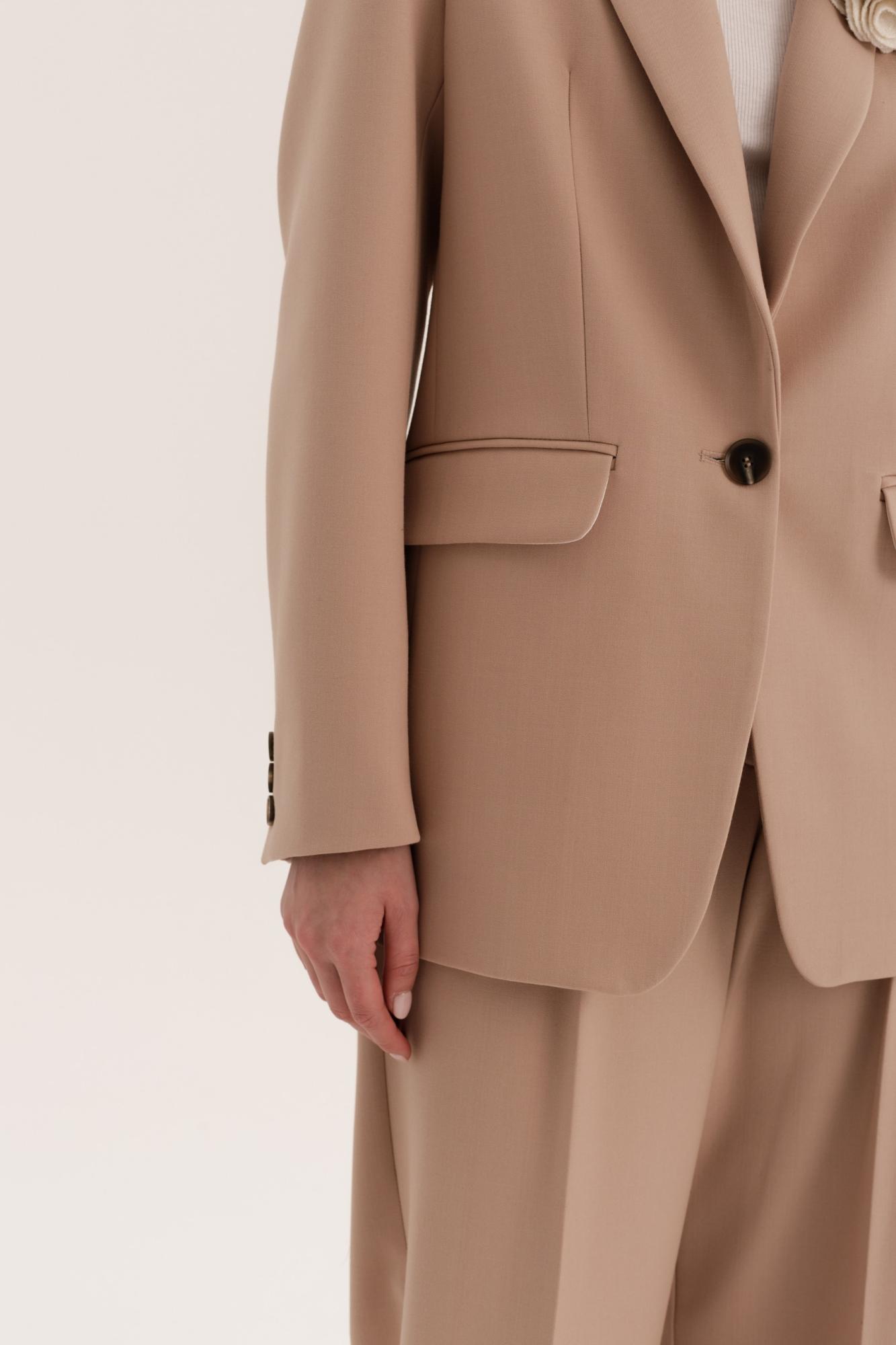 Seven Lab - Жакет прямой из вискозы в бежевом цвете с люрексом, женская