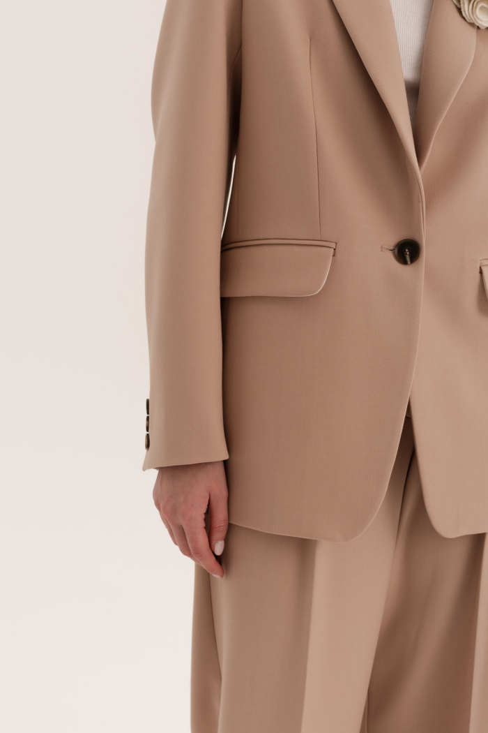 Seven Lab - Жакет прямой из вискозы в бежевом цвете с люрексом