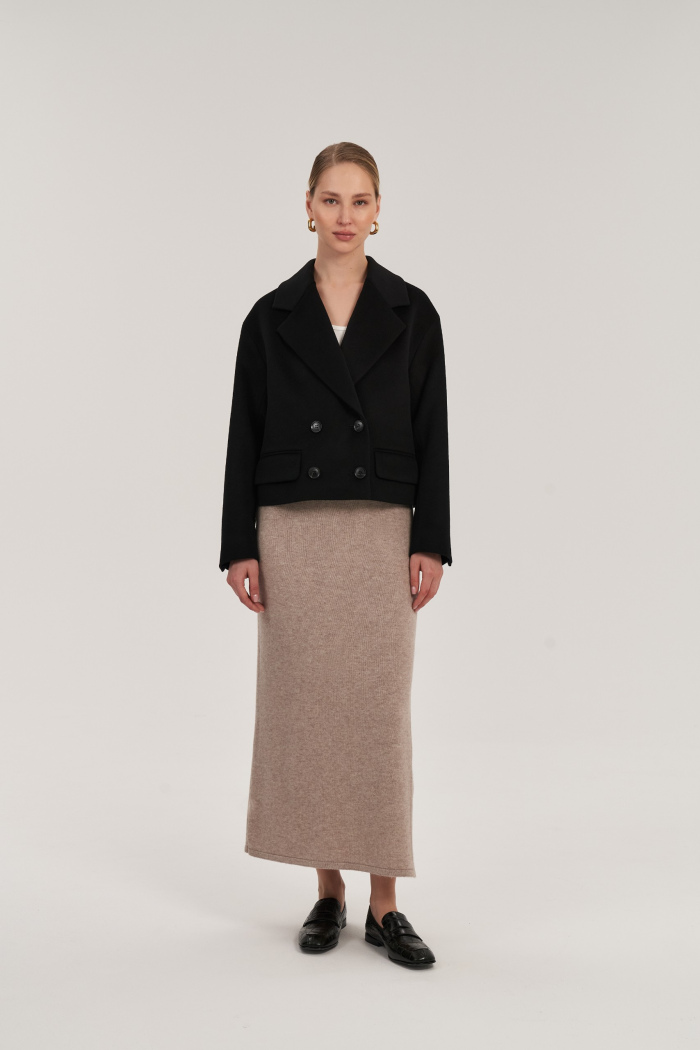 Seven Lab - Жакет укороченный из шерсти в черном цвете