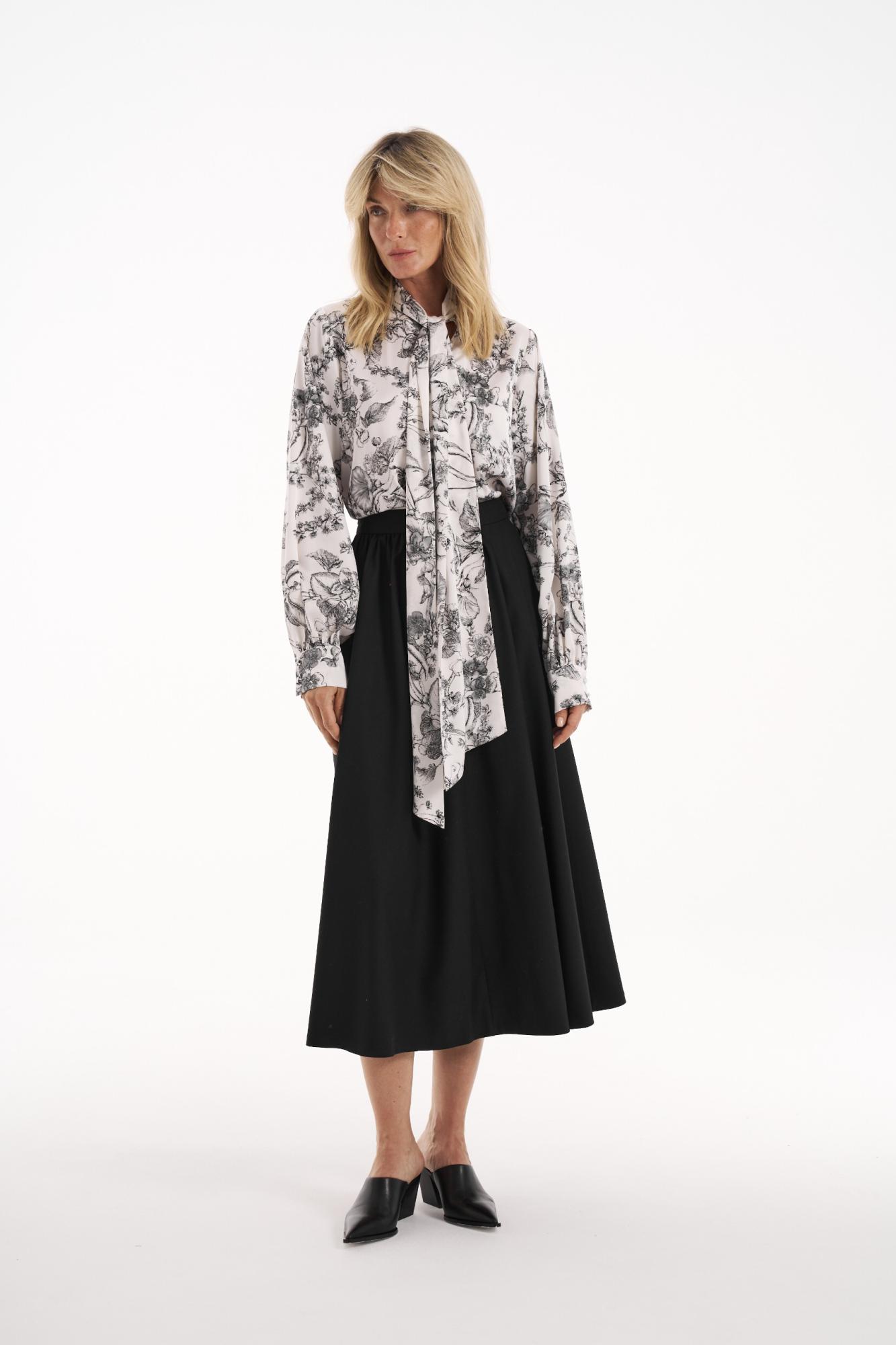 Seven Lab - Блуза с акцентным бантом с принтом молочный вьюнок