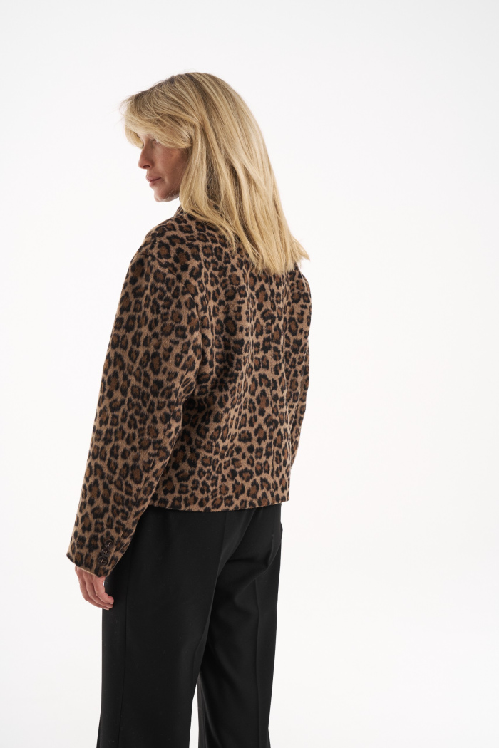 Seven Lab - Жакет укороченный из 100% шерсти с принтом коричневый леопард