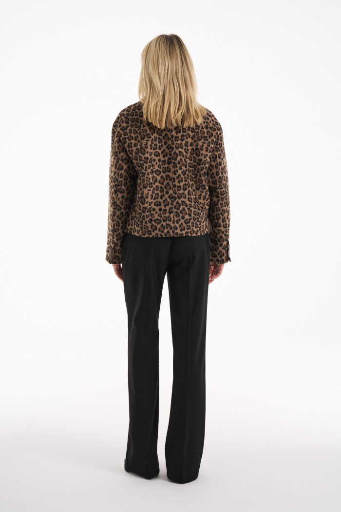 Seven Lab - Жакет укороченный из 100% шерсти с принтом коричневый леопард