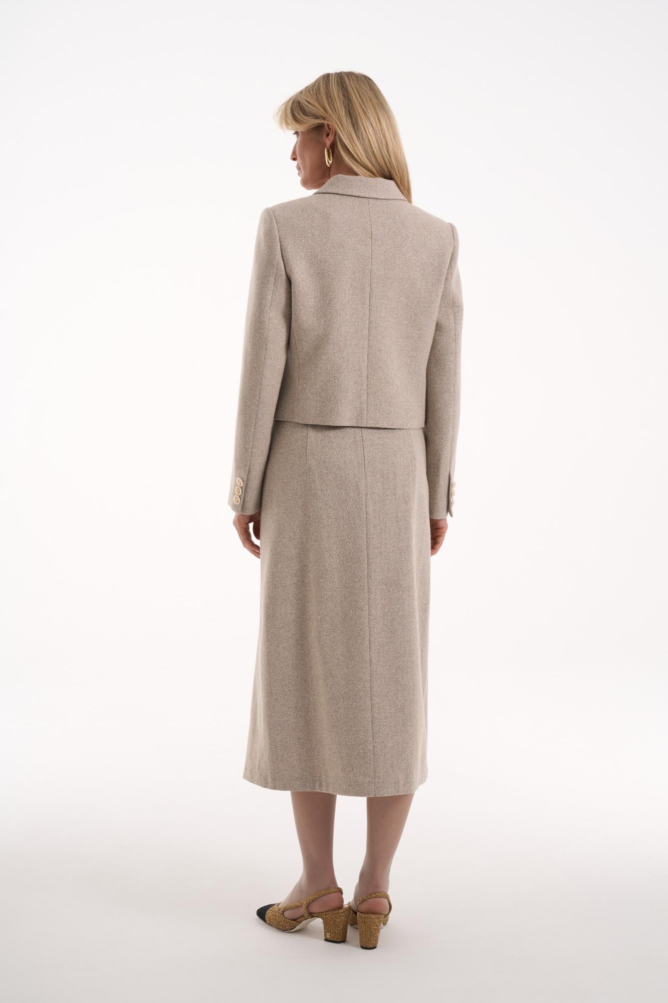 Seven Lab - Юбка миди со встречной складкой из шерсти в цвете бежевый меланж