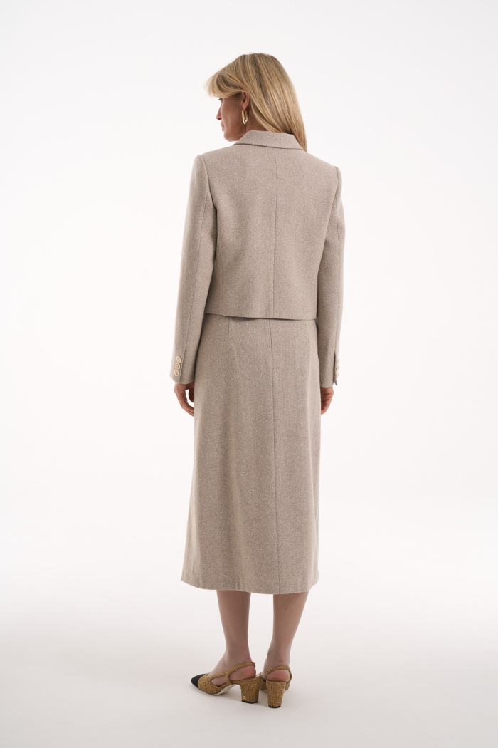 Seven Lab - Юбка миди со встречной складкой из шерсти в цвете бежевый меланж