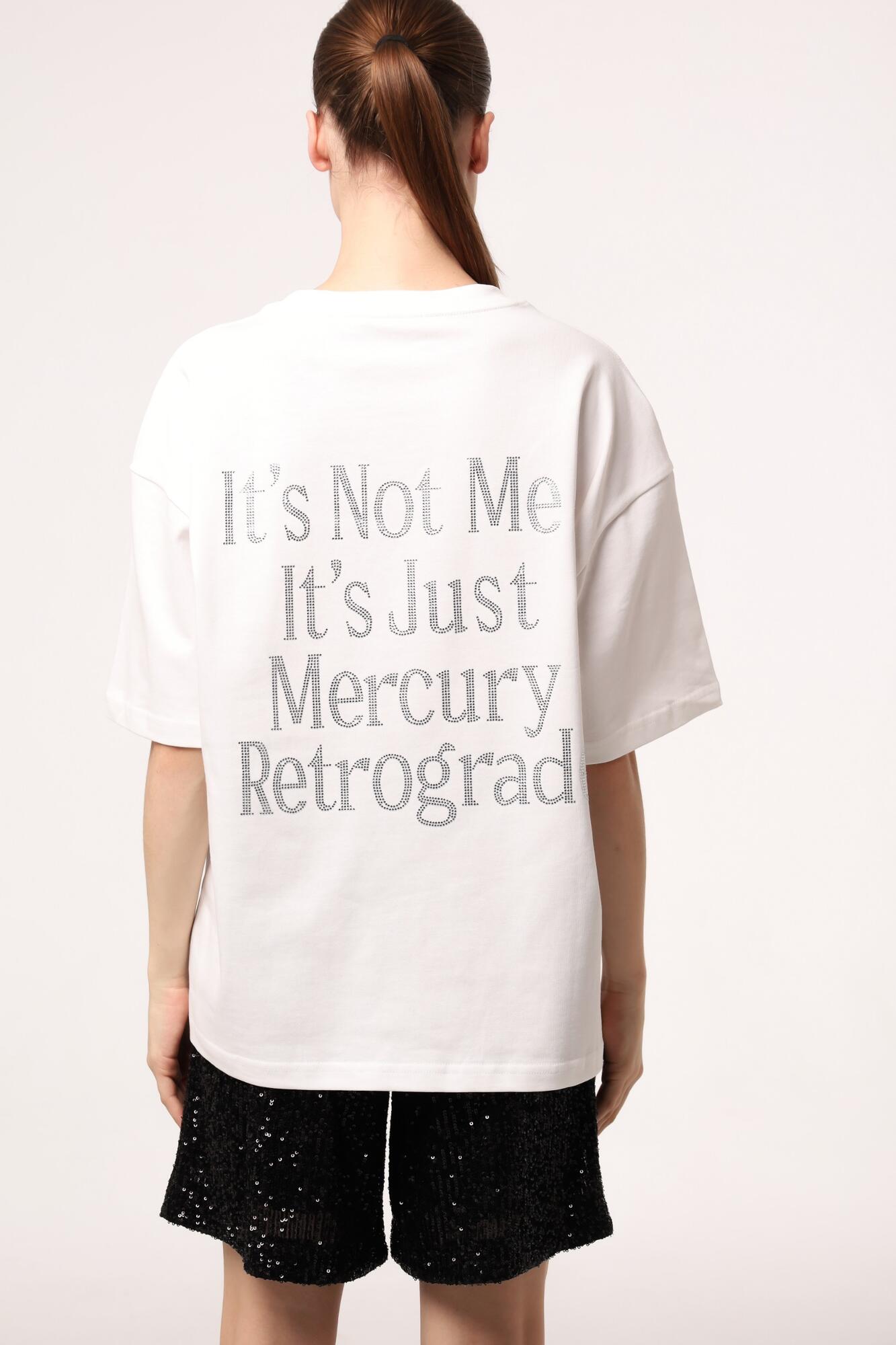 SEVEN LAB - Футболка оверсайз белая с надписью «It's not me,it's just mercury retrograde»