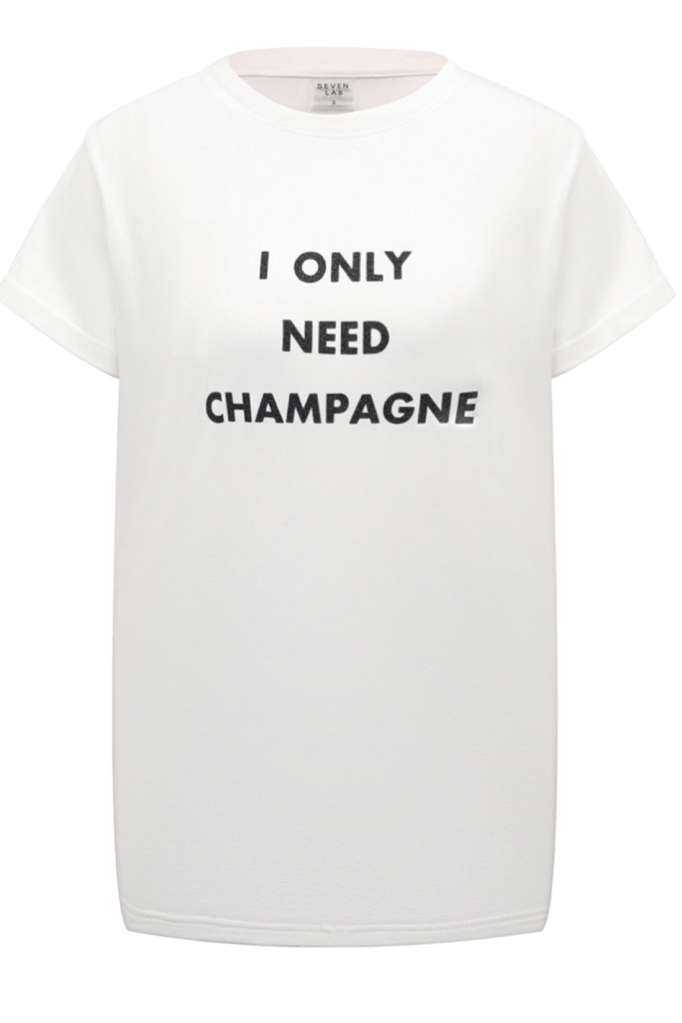 SEVEN LAB - Футболка из 100% хлопка в белом цвете с надписью I only need champagne