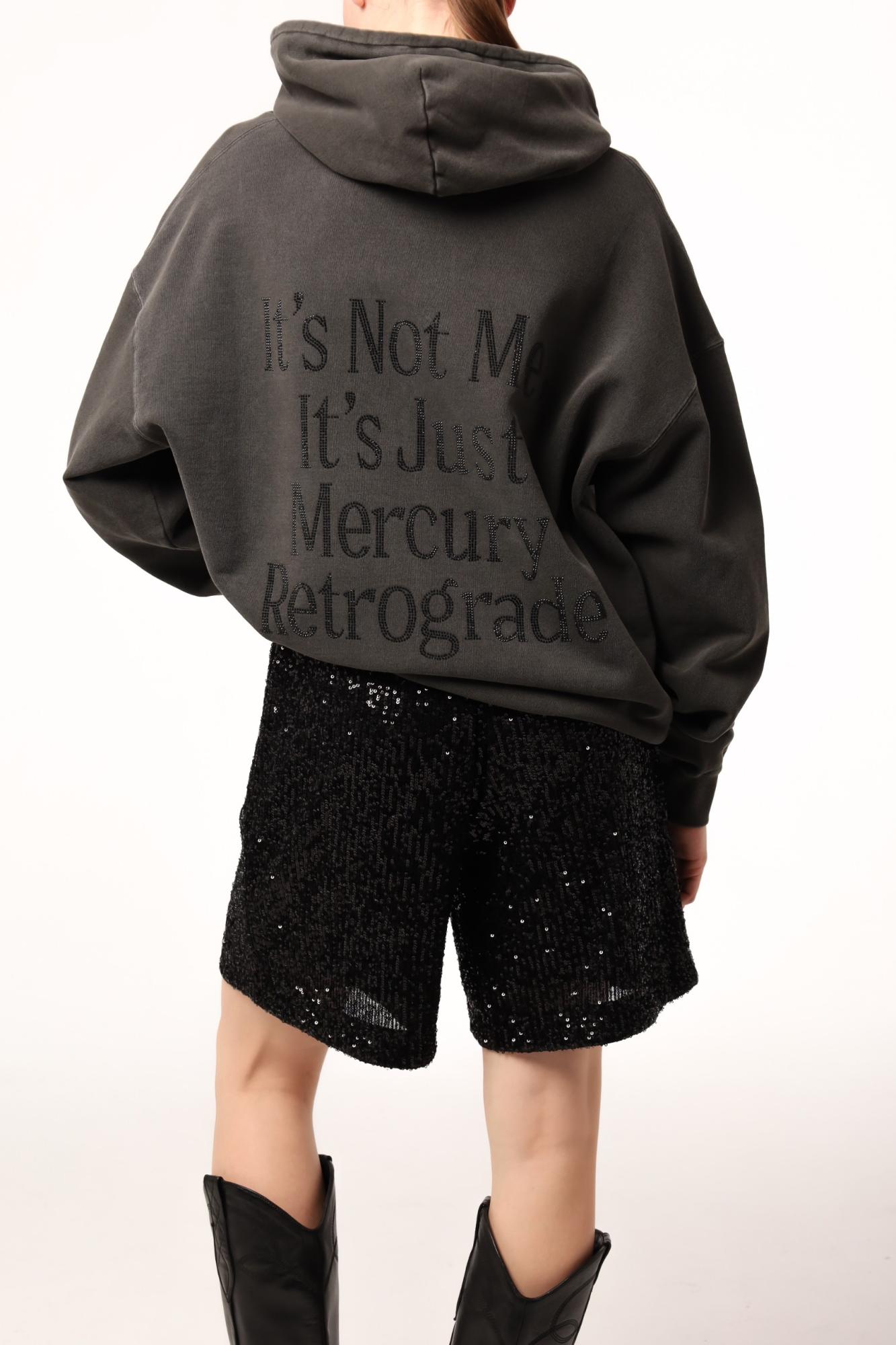 Seven Lab - Худи оверсайз серого цвета с надписью из черных страз