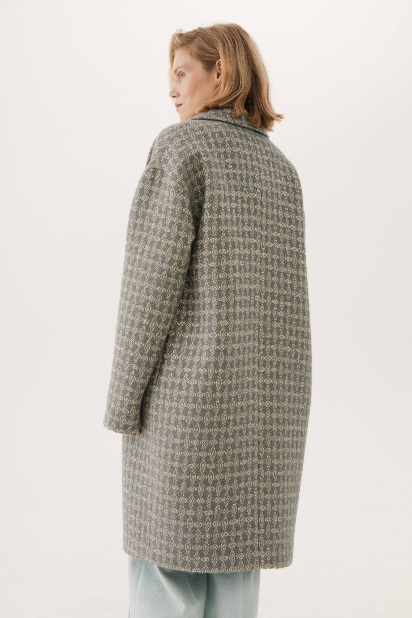 Seven Lab - Пальто кокон с люрексом в сером цвете