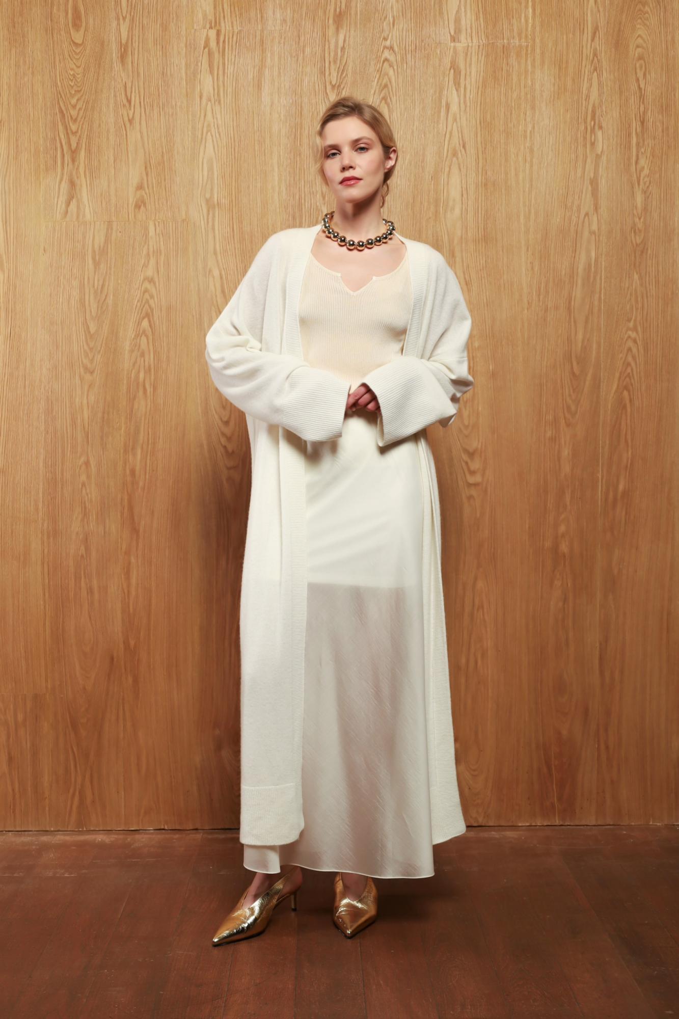 SEVEN LAB - Кардиган оверсайз длинный в молочном цвете