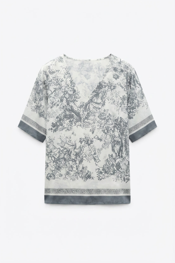 Seven Lab - Топ с коротким рукавом туаль в сером цвете