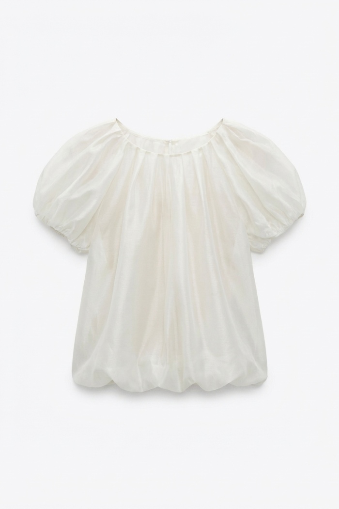 Seven Lab - Блуза прозрачная в молочном цвете