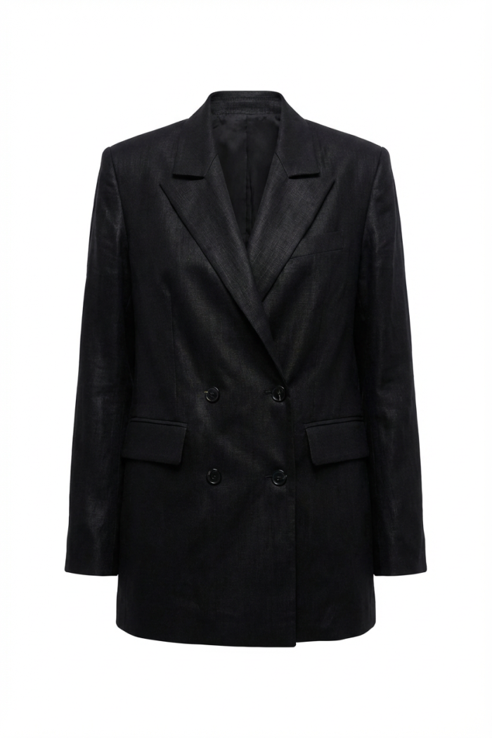 Seven Lab - Жакет изо льна в черном цвете