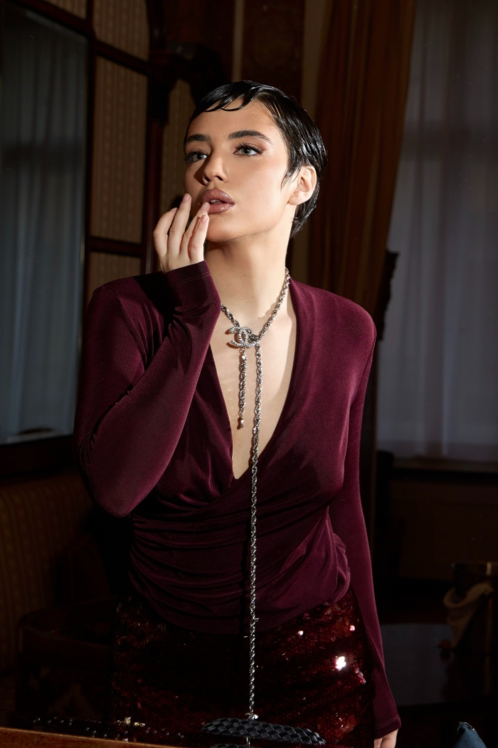 Seven Lab - Блуза на запах в цвете бургунди