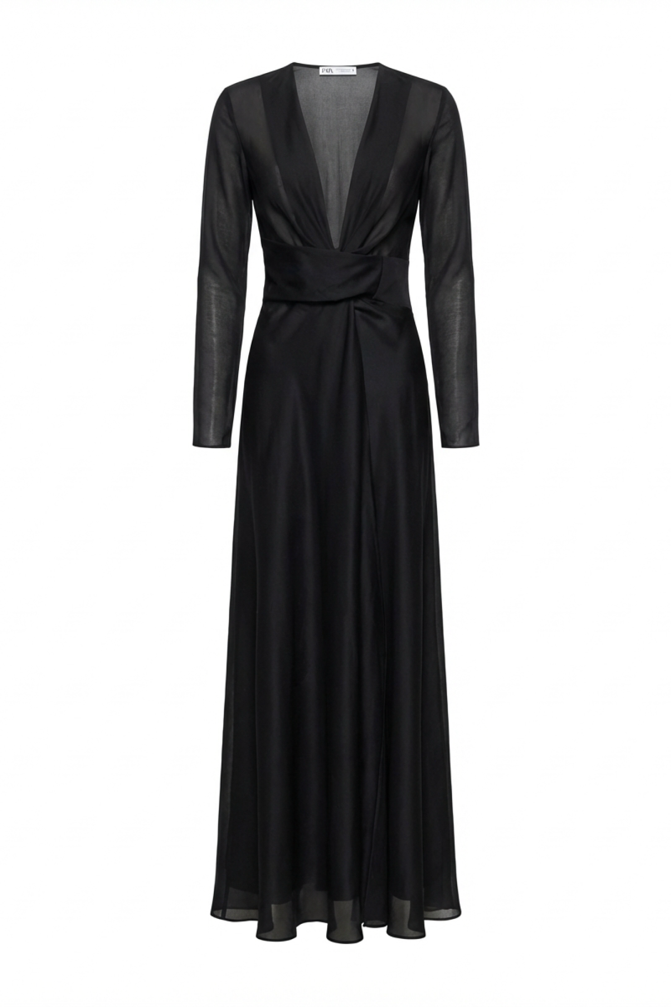 Seven Lab - Платье на запах из вуали в черном цвете