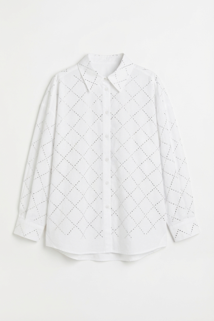 Seven Lab - Рубашка со стразами в белом цвете