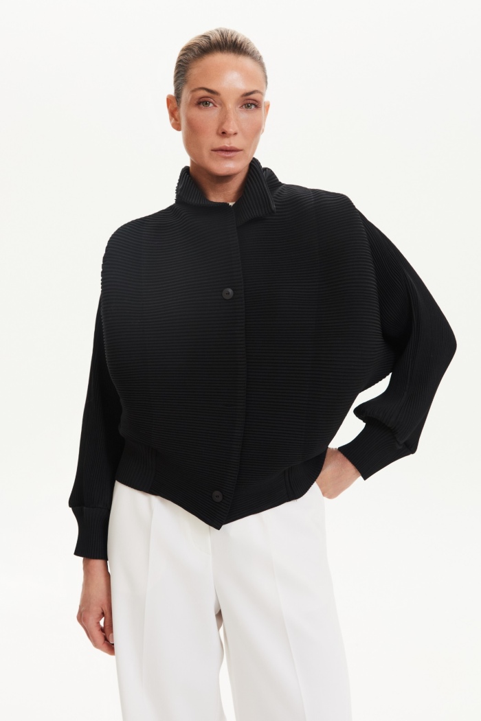 Seven Lab - Бомбер в рубчик в черном цвете