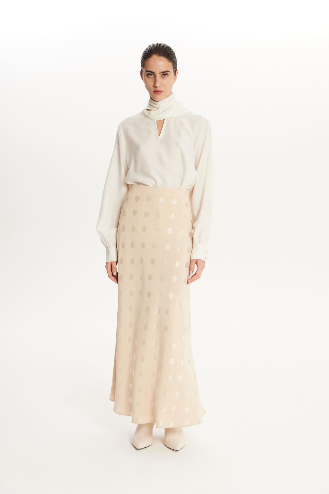 SEVEN LAB - Юбка 100 см крупный горох в молочном цвете
