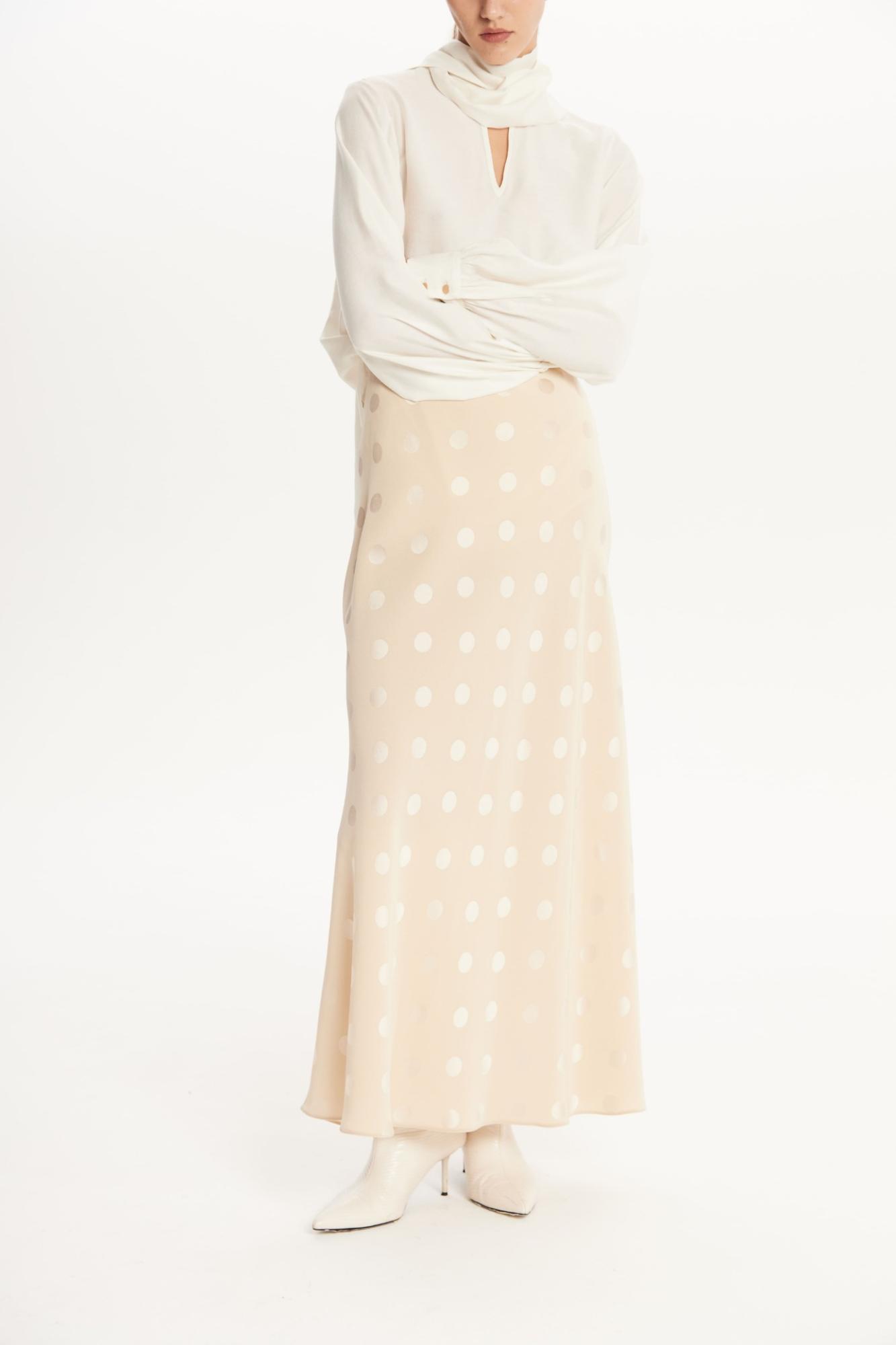 SEVEN LAB - Юбка 100 см крупный горох в молочном цвете