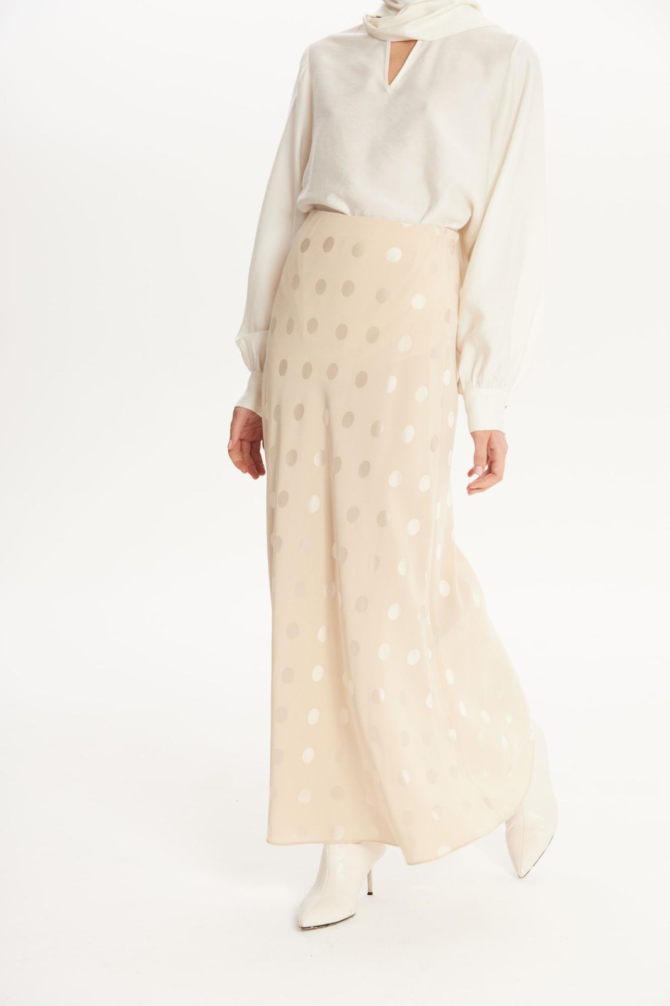 SEVEN LAB - Юбка 100 см крупный горох в молочном цвете