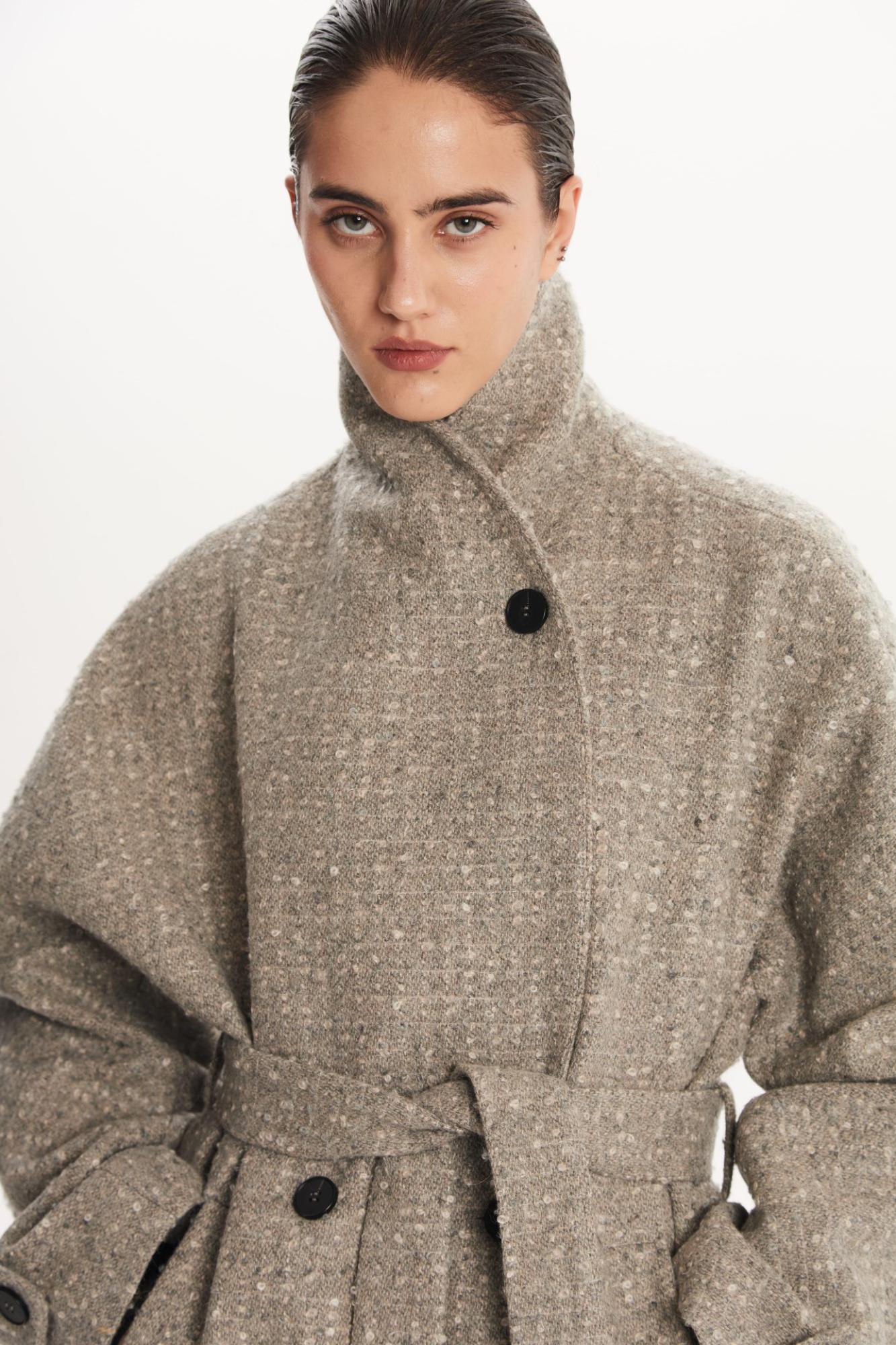 SEVEN LAB - Полупальто из букле в сером цвете