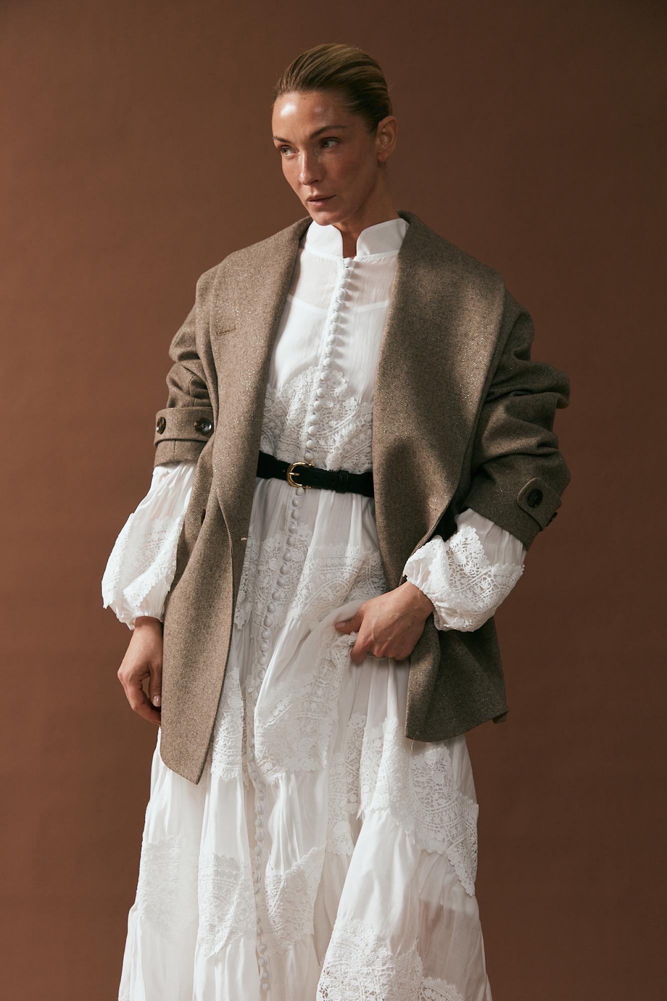 Seven Lab - Полупальто с люрексом в коричневом цвете