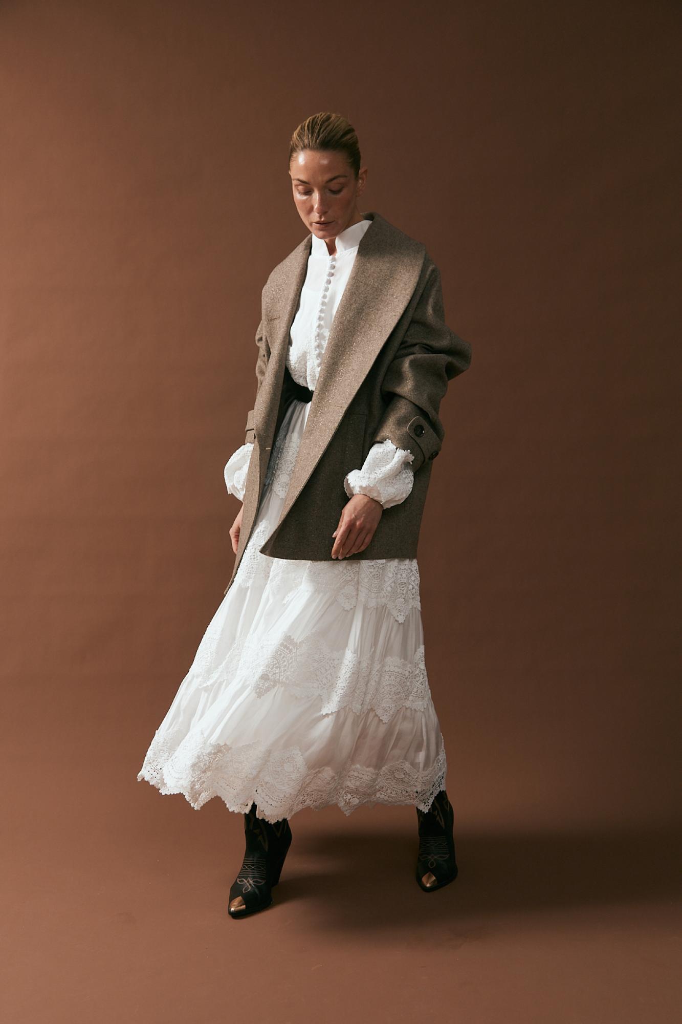 Seven Lab - Полупальто с люрексом в коричневом цвете