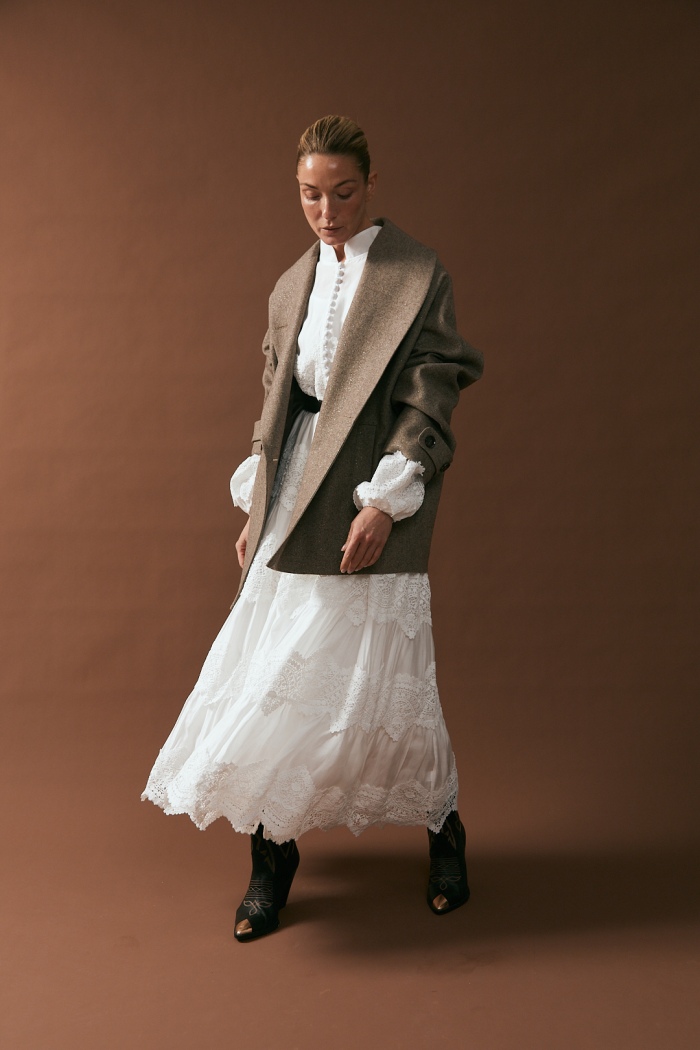 Seven Lab - Полупальто с люрексом в коричневом цвете