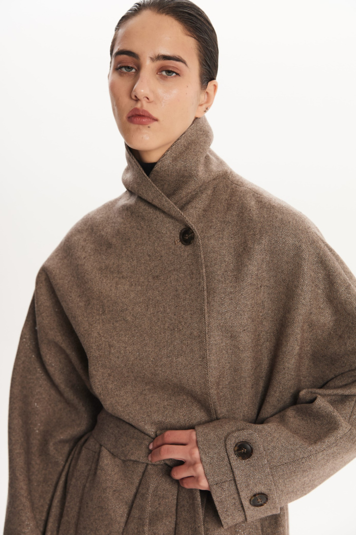 SEVEN LAB - Полупальто с люрексом в коричневом цвете