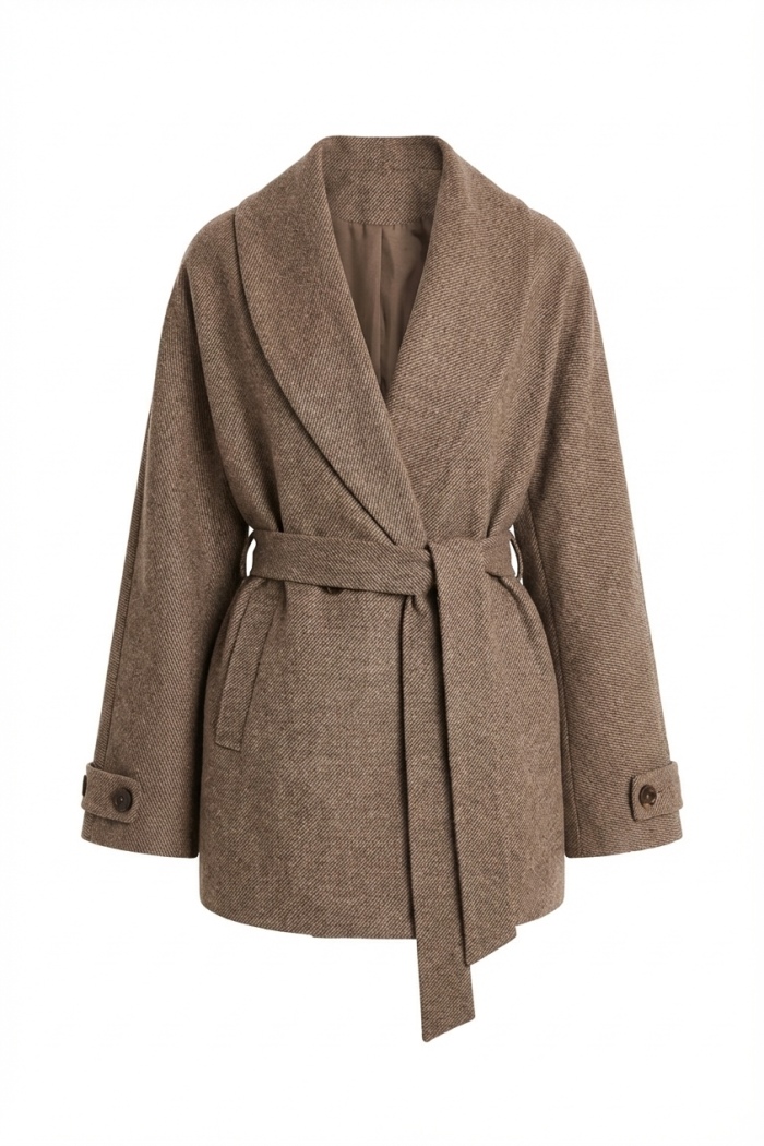 Seven Lab - Полупальто с люрексом в коричневом цвете