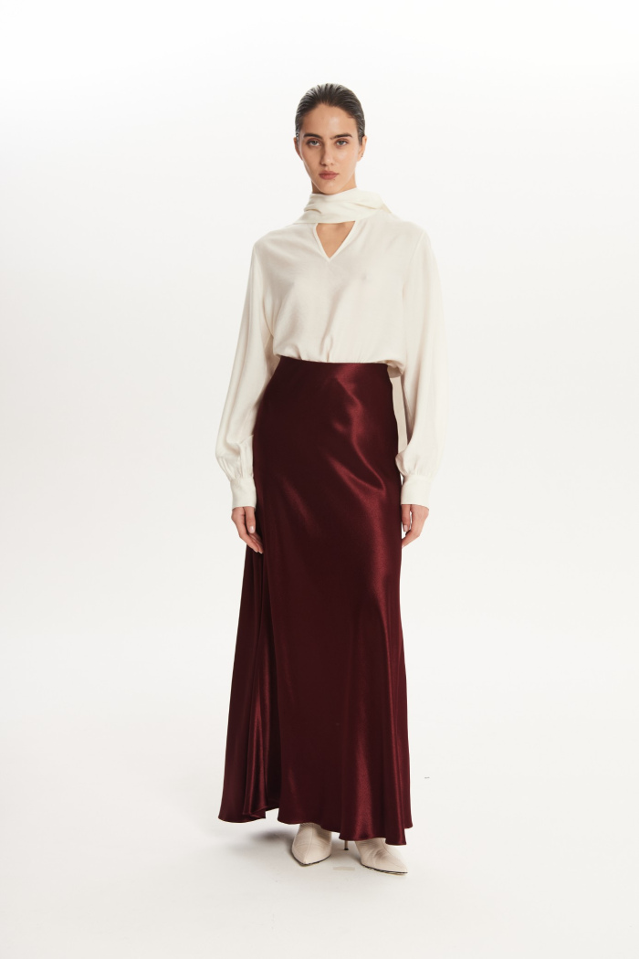 SEVEN LAB - Юбка силуэтная 100 см из вискозы в цвете бургунди